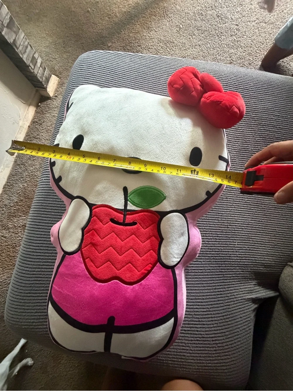 Hello Kitty Pink White Red Plush Pillow with Apple